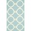 Light Blue and Ivory Geometric Wool Flat Woven Rug