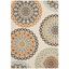 Cream and Terracotta Floral Synthetic Indoor/Outdoor Rug