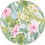 Tropical Floral Round Green and Pink Synthetic Area Rug