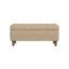 Tan Button Tufted Storage Bench with Oak Legs