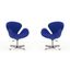 Retro Chic Blue Wool and Polished Chrome Swivel Chair Set