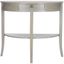 Transitional Demilune Gray Wood Console Table with Storage