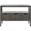 Transitional Gray 3-Drawer Console Table with Wicker Accents