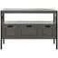 Transitional Gray 3-Drawer Console Table with Wicker Accents