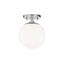 Elegant Globe Indoor/Outdoor Semi-Flush Mount in Polished Nickel with White Glass Shade