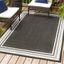 Modern Black and Cream Stripe Synthetic 5x8 Indoor/Outdoor Rug