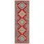 Rustic-Chic Red and Blue Geometric Wool Runner Rug - Handmade