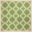 Green and Beige Synthetic 4' Square Indoor/Outdoor Rug