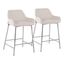 Set of 2 Cream Fabric and Metal Counter Stools