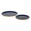 Navy Blue and Gold Round Metal Tray Set, 2 Piece