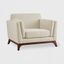 Mid-Century Modern Beige Upholstered Wood Accent Chair