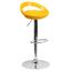 Contemporary Yellow Acrylic Adjustable Swivel Barstool with Chrome Base