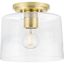 Adley Satin Brass Flush Mount with Clear Glass Shade