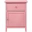 Pink Solid Wood 1-Drawer Nightstand with Door