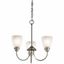 Brushed Nickel 3-Light Mini Chandelier with Satin Etched Glass