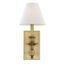 Elegant Warm Brass Direct Wired Sconce with White Linen Shade
