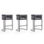 Set of 3 Grey and Black Metal Upholstered Barstools