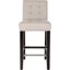 Elegant Beige Leather 34" Transitional Counter Stool with Silver Nailheads