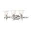 Elegant 3-Light Brushed Nickel Vanity with White Alabaster Glass Shades