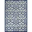 Aloha Contemporary Scroll 5'3" Round Blue/Grey Outdoor Rug