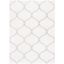 Hand-Knotted White and Silver Geometric Shag Rug, 6'7" x 8'7"