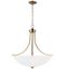 Satin Brass and Etched Glass 24" Four-Light Pendant