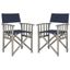 Grey Wash Acacia Wood and Navy Fabric Director Chairs, Set of 2