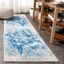 Dune Cream and Blue Abstract 2' x 8' Synthetic Runner Rug