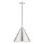 Dulce Brushed Aluminum Pendant with Shiny White Interior, 14" Shade