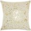 Ivory and Gold Embroidered Square Throw Pillow 18" x 18"