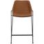 Cognac Brown Leather and Black Metal Counter Stool