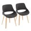 Charcoal Faux Leather Upholstered Side Chair with Natural Wood Legs