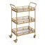 Elegant Gold Metal Tray Bar Cart with Mirrored Shelves