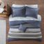 Twin Blue Striped Polyfill Comforter and Sheet Set