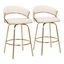 Cream Velvet Gold Metal Swivel Counter Stool Set