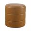 Carmel Brown Faux Leather Round Storage Ottoman