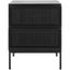 Zadie Black 2-Drawer Rattan Nightstand with Iron Legs