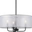 Matte Black Glass Drum Pendant Light with Organza Shade