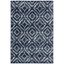 Navy and Ivory Geometric 4' x 6' Synthetic Area Rug