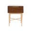 Pierre Sleek Gold Metal and Walnut One Drawer Nightstand