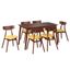 Walnut and Yellow 7-Piece Mid-Century Modern Dining Set