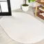 Cream Oval Low-Pile Synthetic Indoor Area Rug