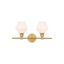 Gene 2-Light Brass and Frosted White Glass Wall Sconce