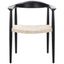 Elegant Mid-Century Black Wood & Natural Rattan Accent Chair
