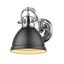 Matte Black and Chrome Transitional Wall Sconce