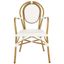 Rosen White and Tan Wicker Bistro Arm Chair Set