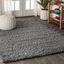 Charcoal Plush Shag Rectangular Area Rug with Tassel Design