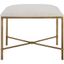 Avenham 24" White Textured Fabric Accent Bench with Antique Gold Frame