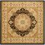 Elegant Black Floral Square Synthetic Area Rug 8' x 8'