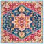 Navy and Fuchsia Square Wool Floral Area Rug